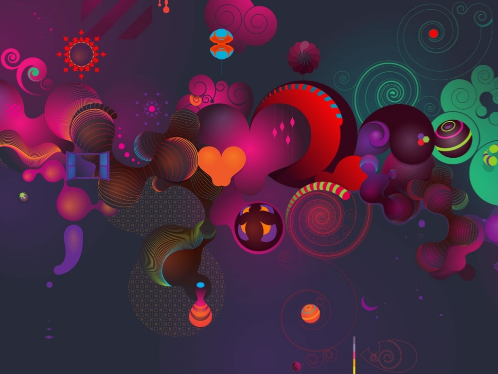 Colourful Abstract 3D Background for 1024 x 768 resolution
