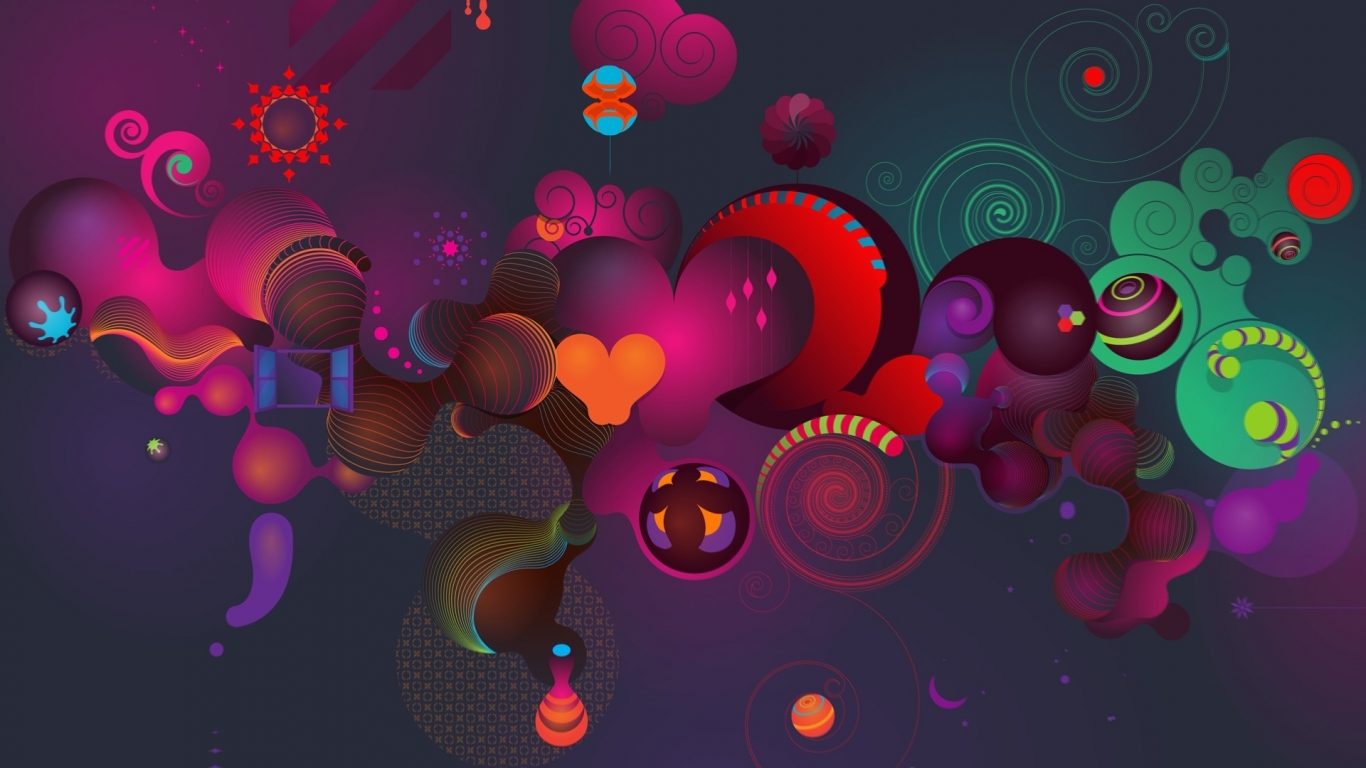 Colourful Abstract 3D Background for 1366 x 768 HDTV resolution