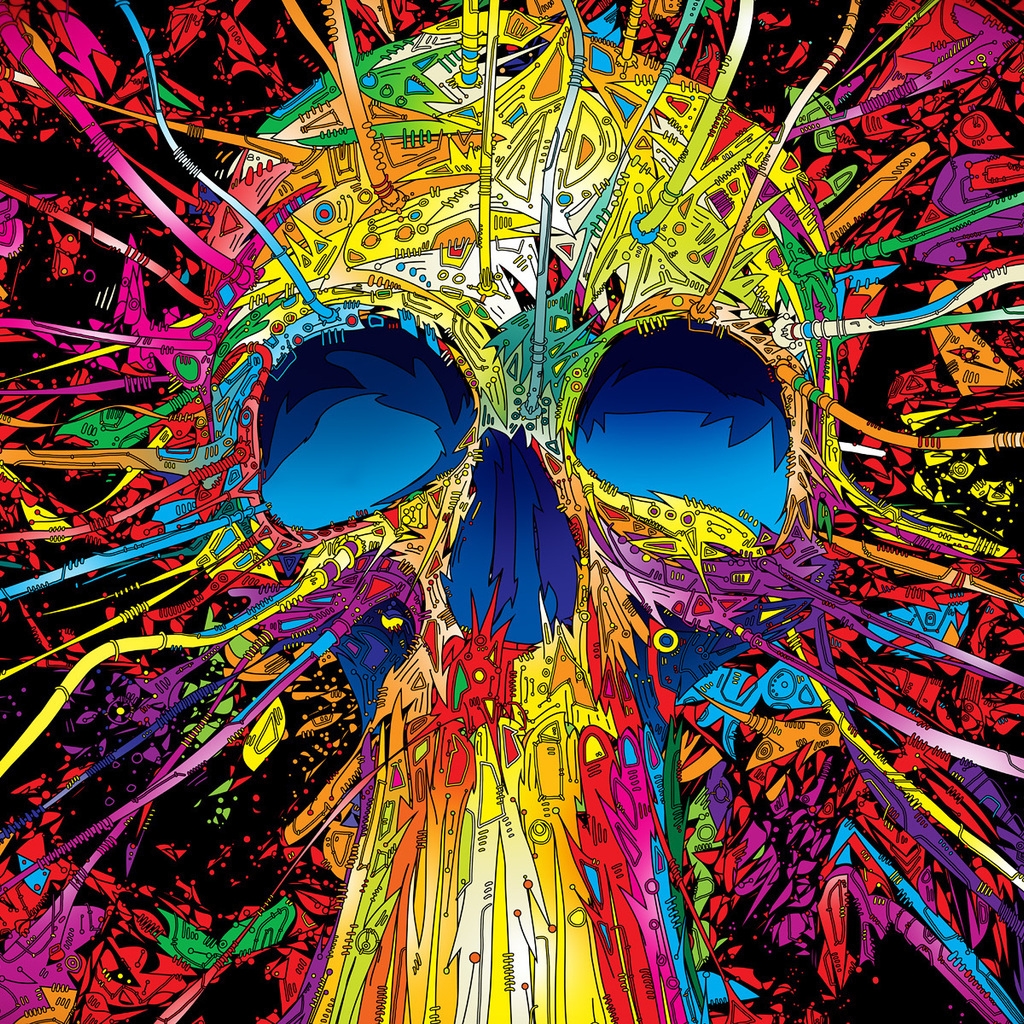 Colourful Skull for 1024 x 1024 iPad resolution