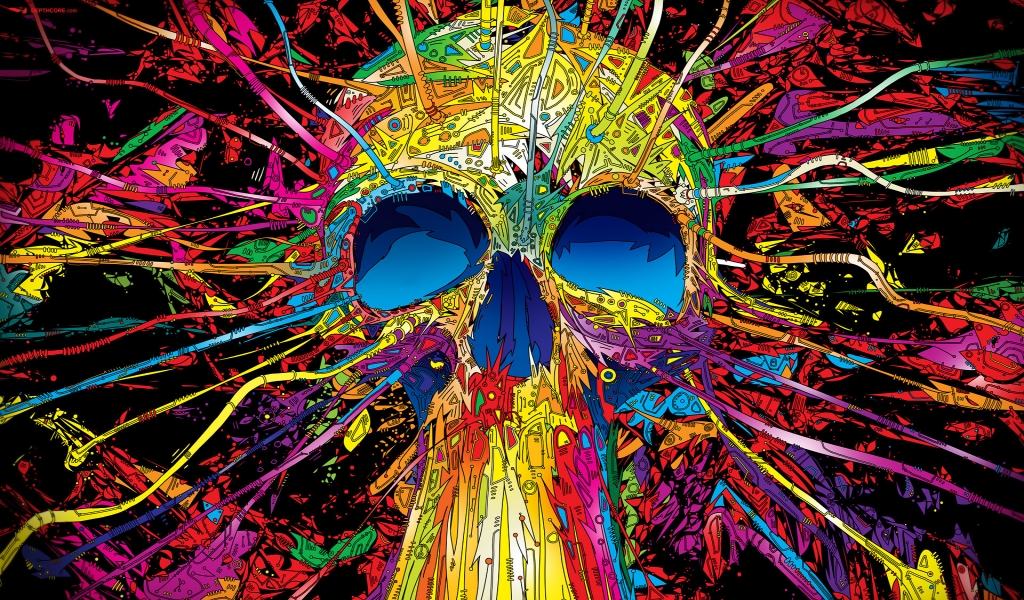 Colourful Skull for 1024 x 600 widescreen resolution