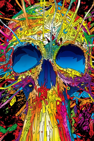 Colourful Skull for 320 x 480 iPhone resolution