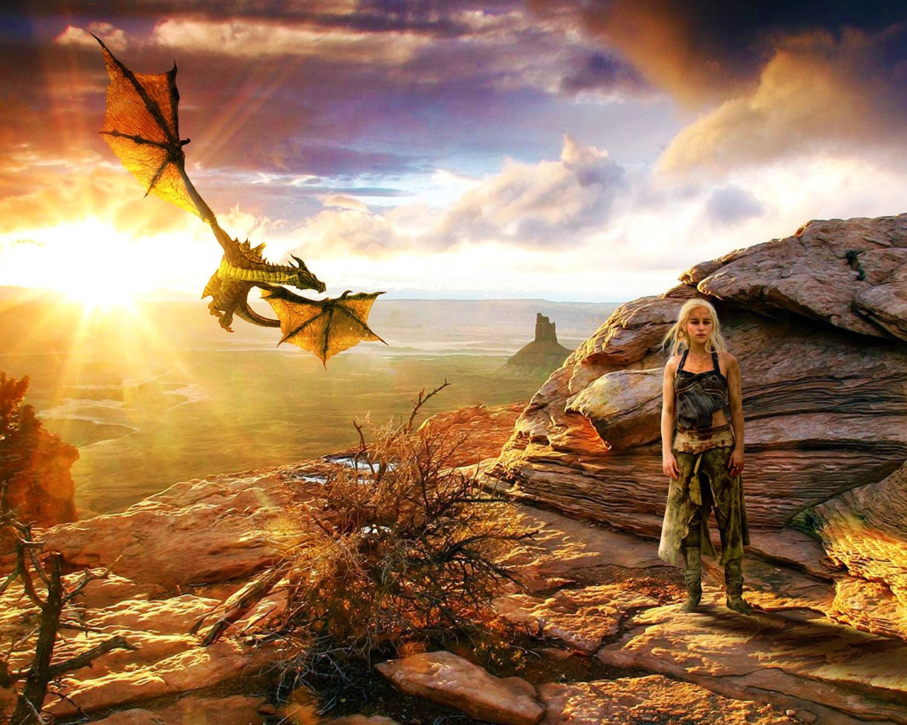 Daenerys Targaryen with Dragon for 1280 x 1024 resolution