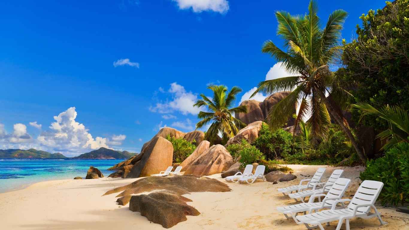 Exotic Sea Beach for 1366 x 768 HDTV resolution