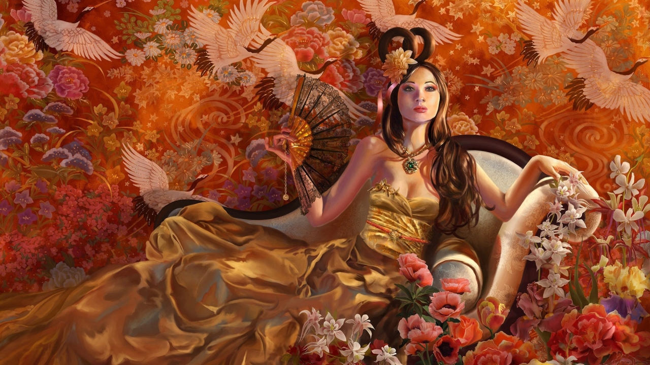 Fantasy Girl Autumn for 1280 x 720 HDTV 720p resolution