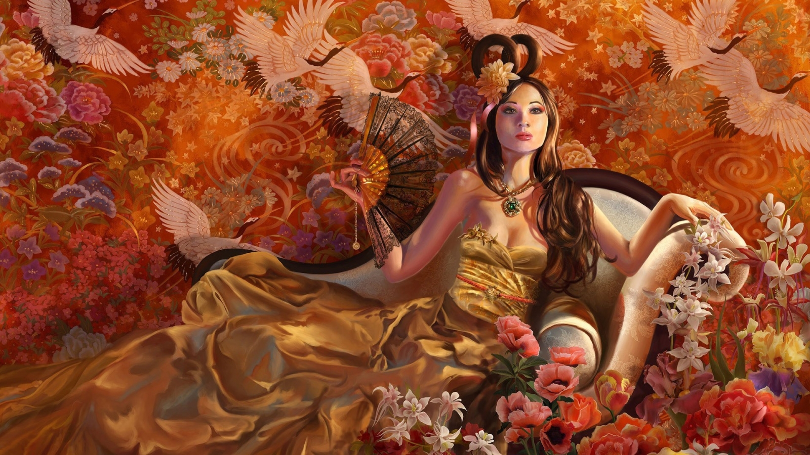 Fantasy Girl Autumn for 1600 x 900 HDTV resolution