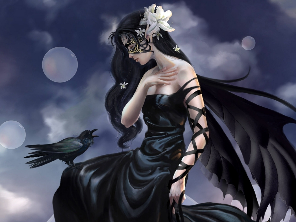 Fantasy Girl Raven for 1024 x 768 resolution