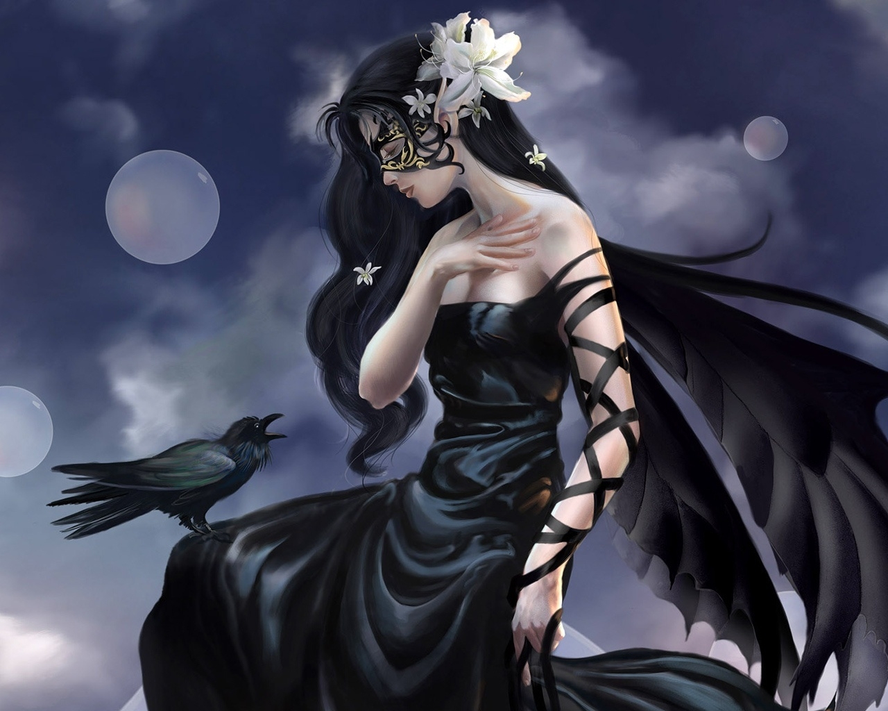 Fantasy Girl Raven for 1280 x 1024 resolution