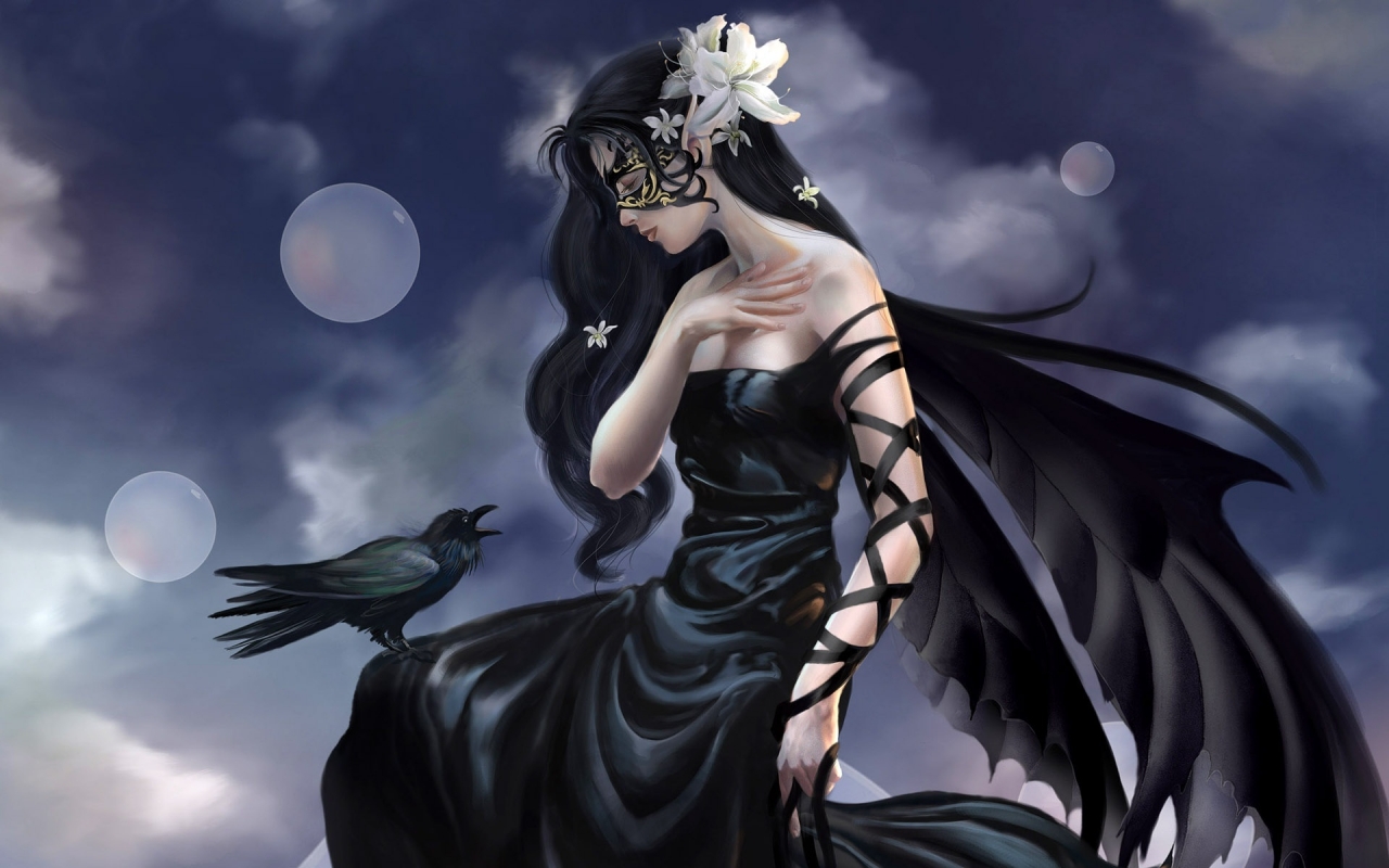 Fantasy Girl Raven for 1280 x 800 widescreen resolution