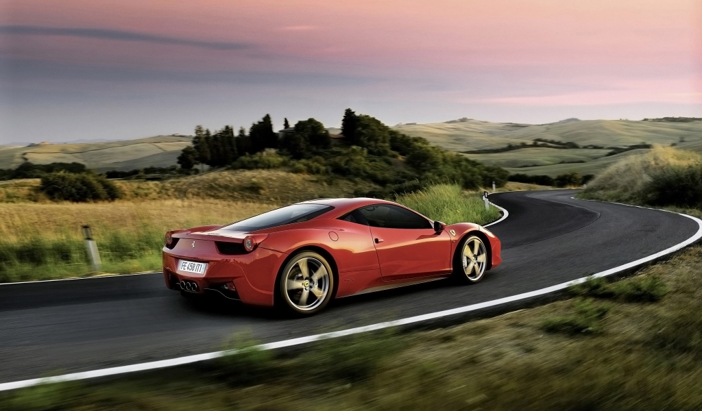 Ferrari 458 Italia Red Rear for 1024 x 600 widescreen resolution