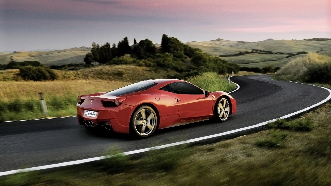 Ferrari 458 Italia Red Rear for 1280 x 720 HDTV 720p resolution