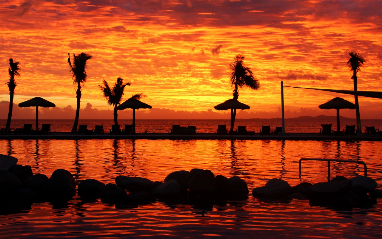 Fijian Sunset for 1280 x 800 widescreen resolution