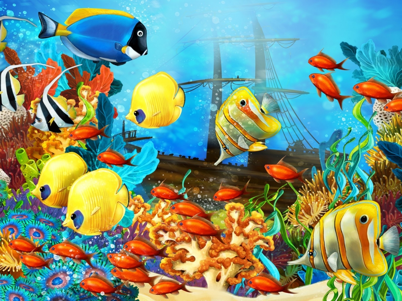 Fish World Painting for 1280 x 960 resolution