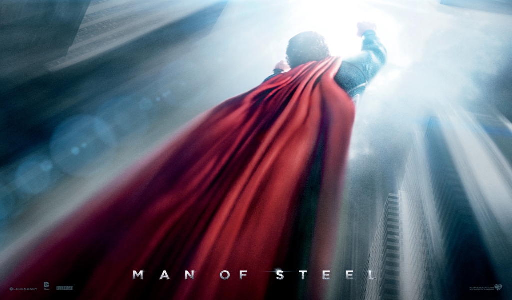 Flying Man of Steel for 1024 x 600 widescreen resolution