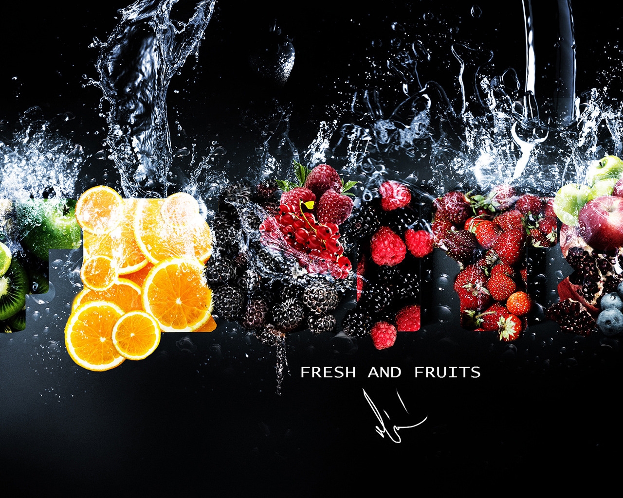 Fresh Fruits in Water for 1280 x 1024 resolution