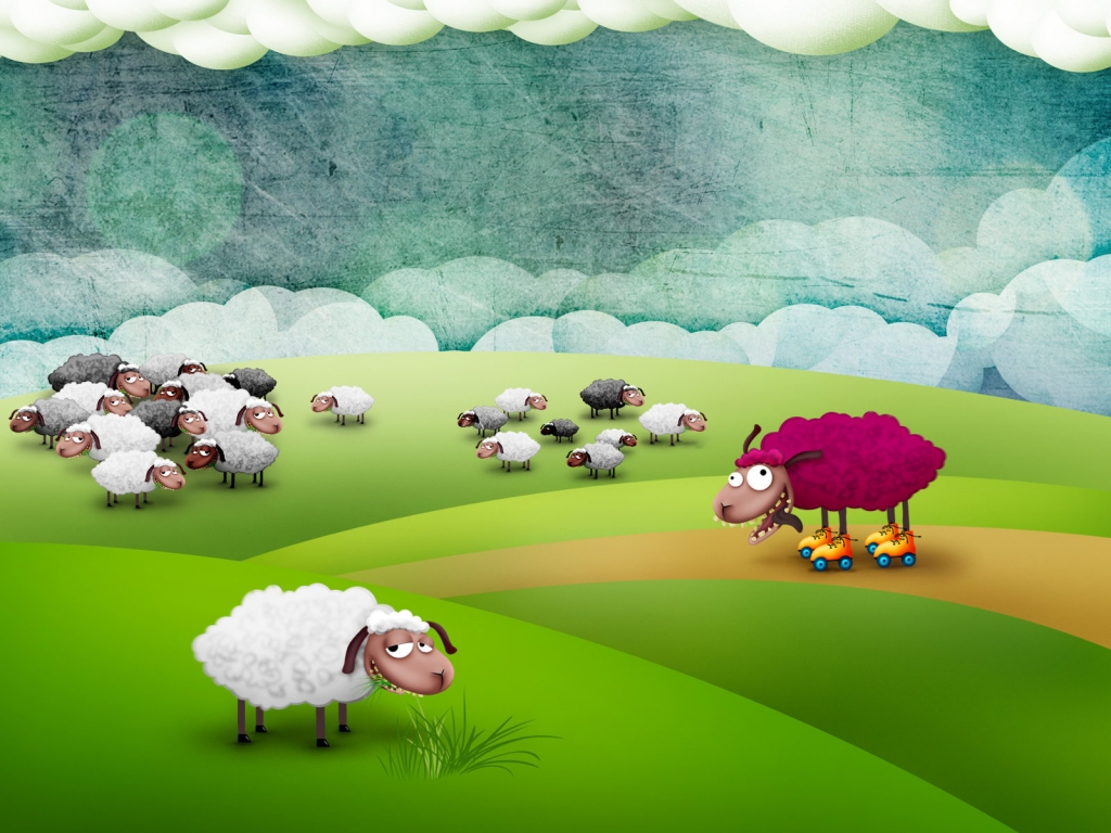 Funny Sheep for 1024 x 768 resolution