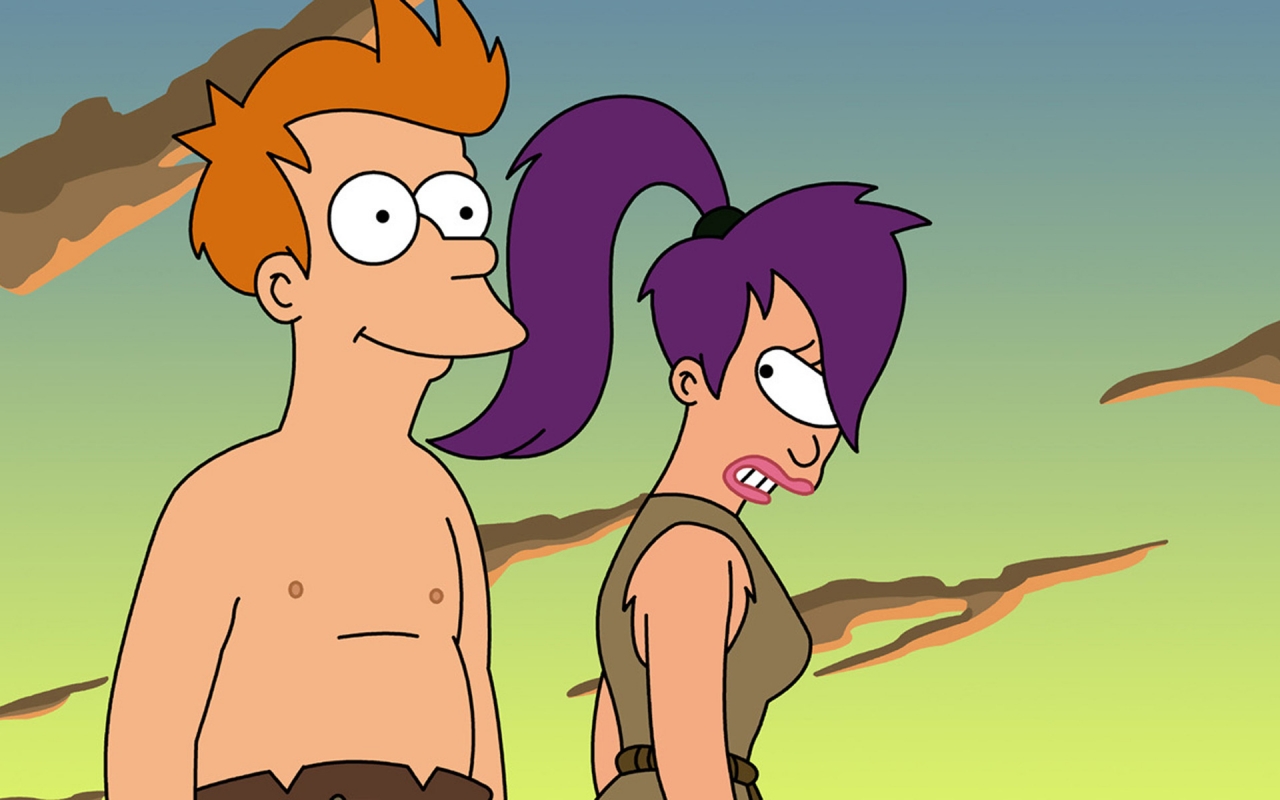 Futurama Fry and Leela for 1280 x 800 widescreen resolution
