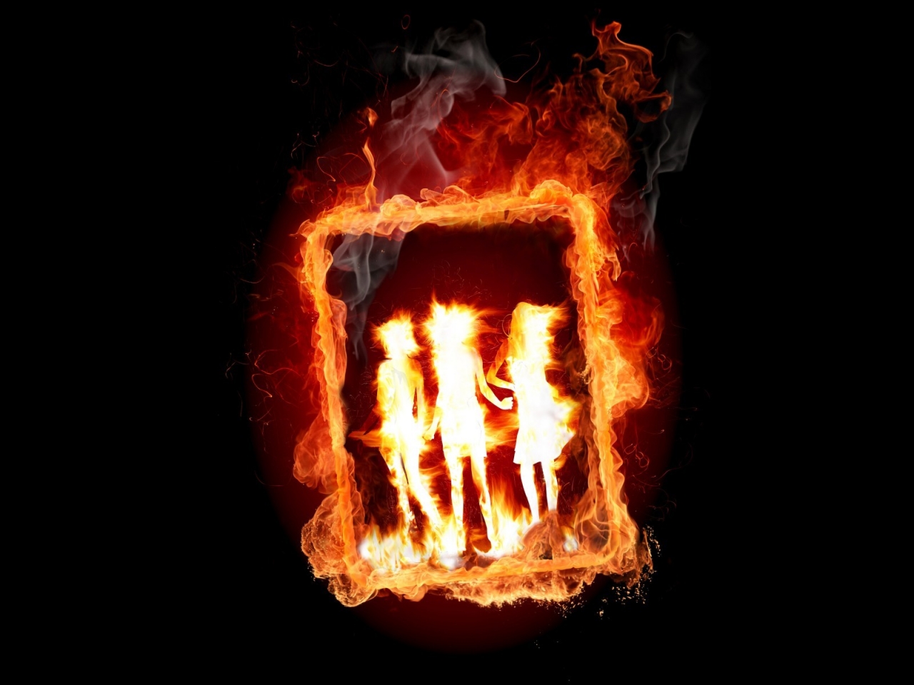 Girl Frame in Fire for 1280 x 960 resolution