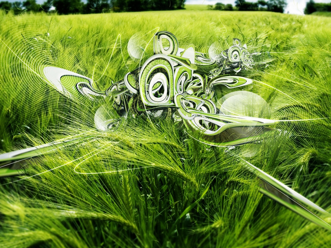 Green 3D Wheat for 1152 x 864 resolution