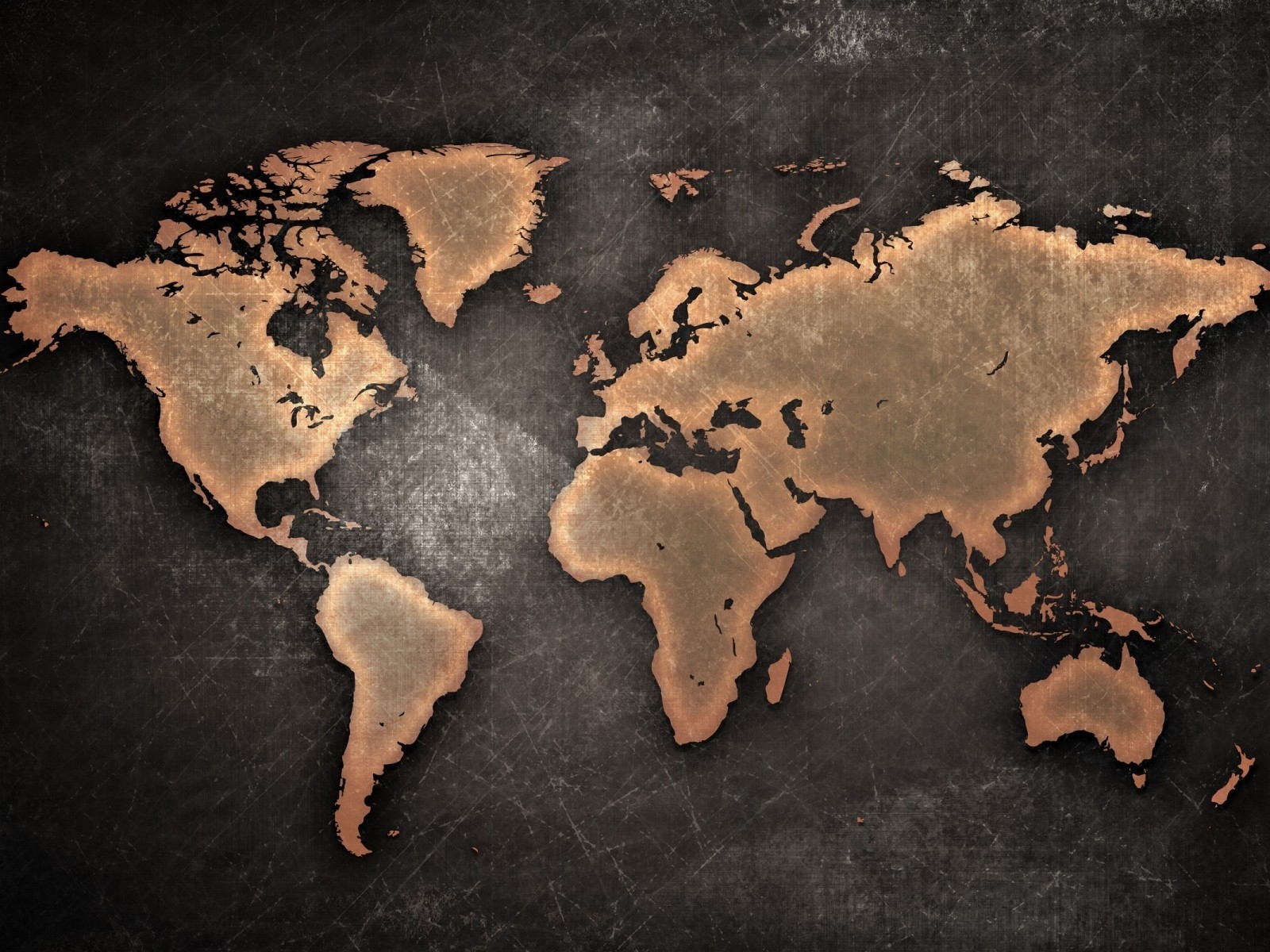 Grunge World Map for 1600 x 1200 resolution