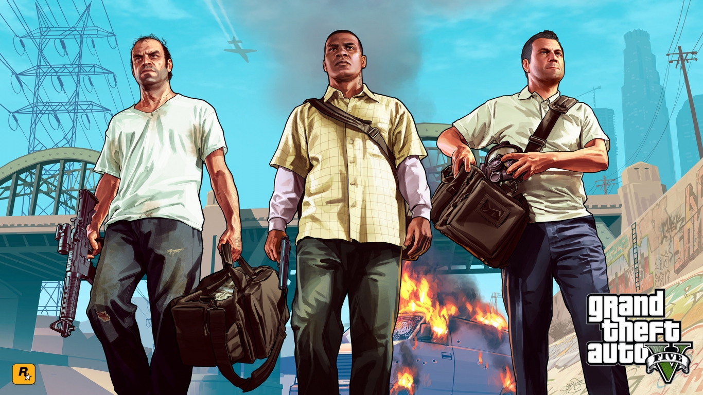 Gta 5 Main Characters for 1366 x 768 HDTV resolution