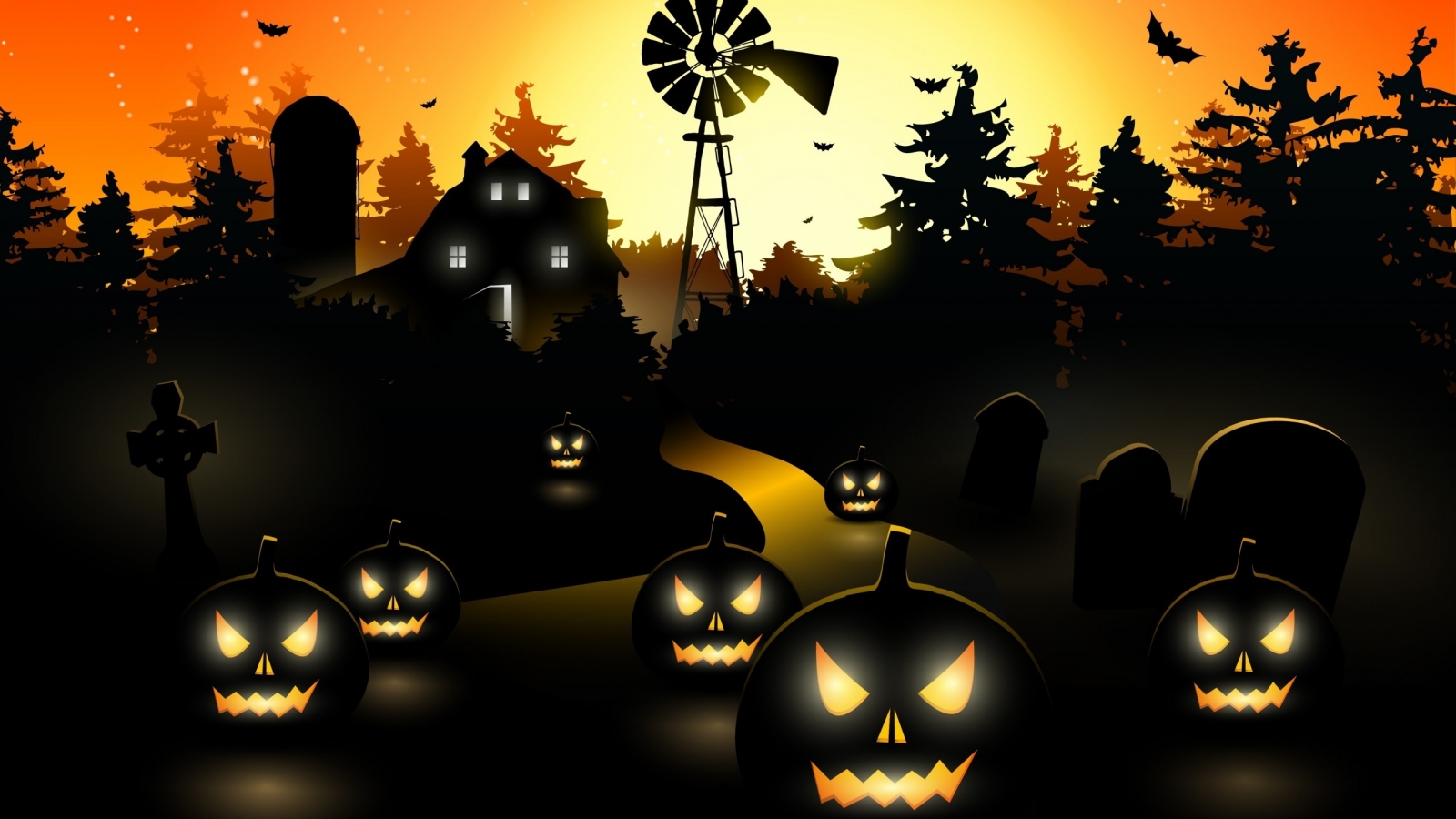 Halloween Black City for 1600 x 900 HDTV resolution