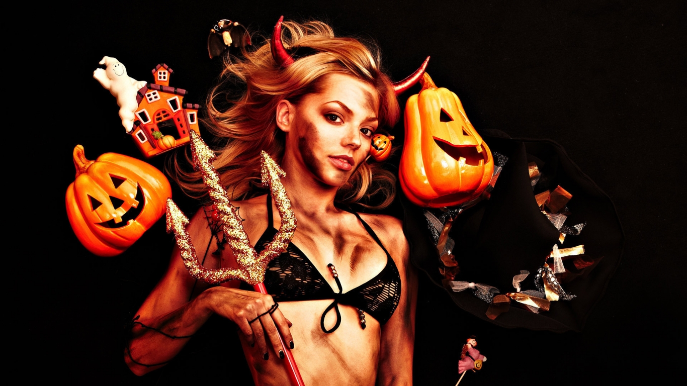 Halloween Young Witch for 1366 x 768 HDTV resolution