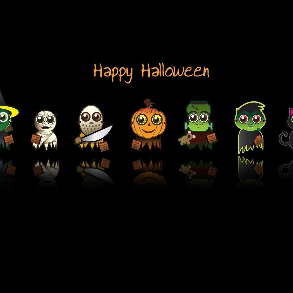 Happy Halloween Characters for 1024 x 1024 iPad resolution