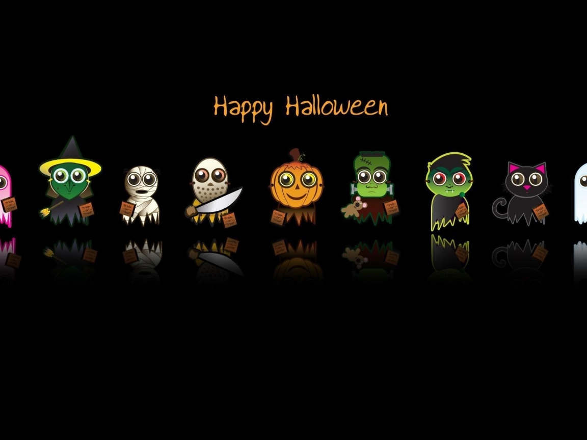 Happy Halloween Characters for 1152 x 864 resolution