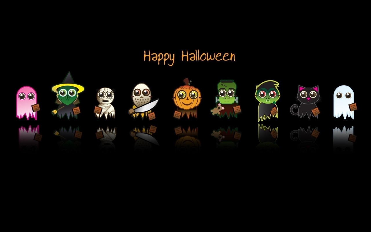 Happy Halloween Characters for 1280 x 800 widescreen resolution