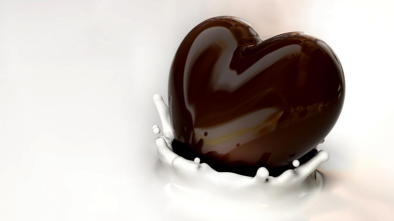 Heart Chocolate and Milk for 1366 x 768 HDTV resolution