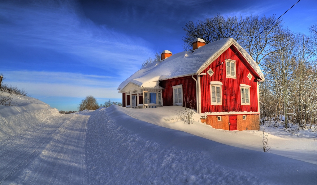 House Between Snow for 1024 x 600 widescreen resolution