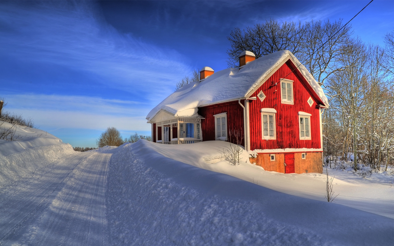 House Between Snow for 1280 x 800 widescreen resolution