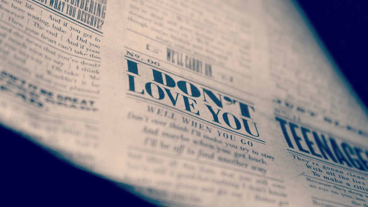 I Dont Love You Typography for 1280 x 720 HDTV 720p resolution