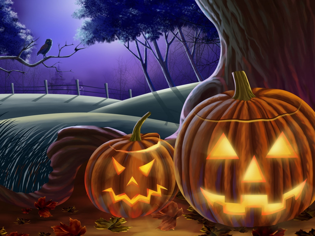 Illuminated Pumpkins for Halloween for 1024 x 768 resolution
