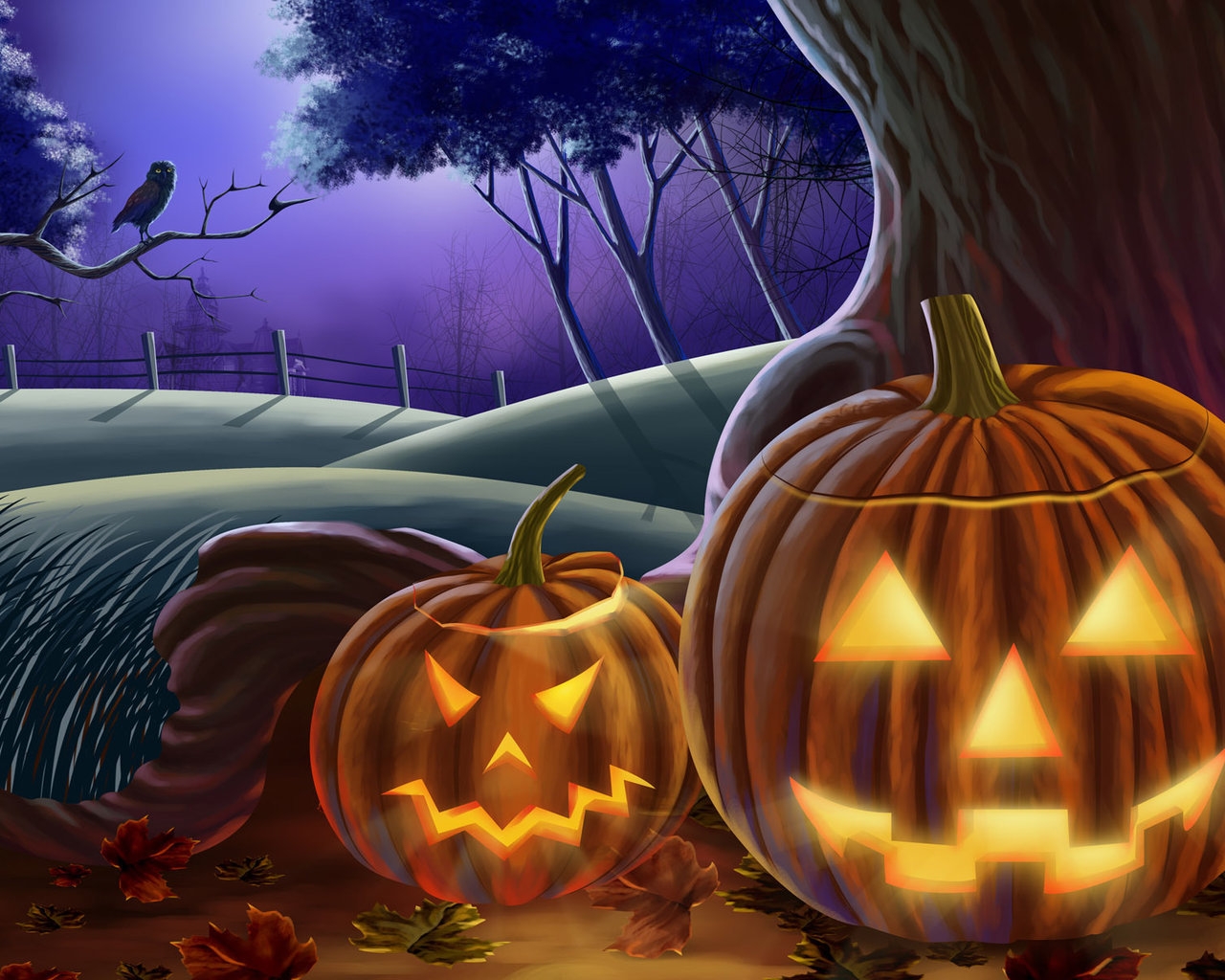 Illuminated Pumpkins for Halloween for 1280 x 1024 resolution