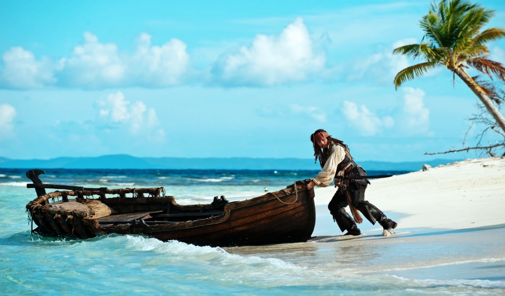 Jack Sparrow Pirates of the Caribbean 4 for 1024 x 600 widescreen resolution