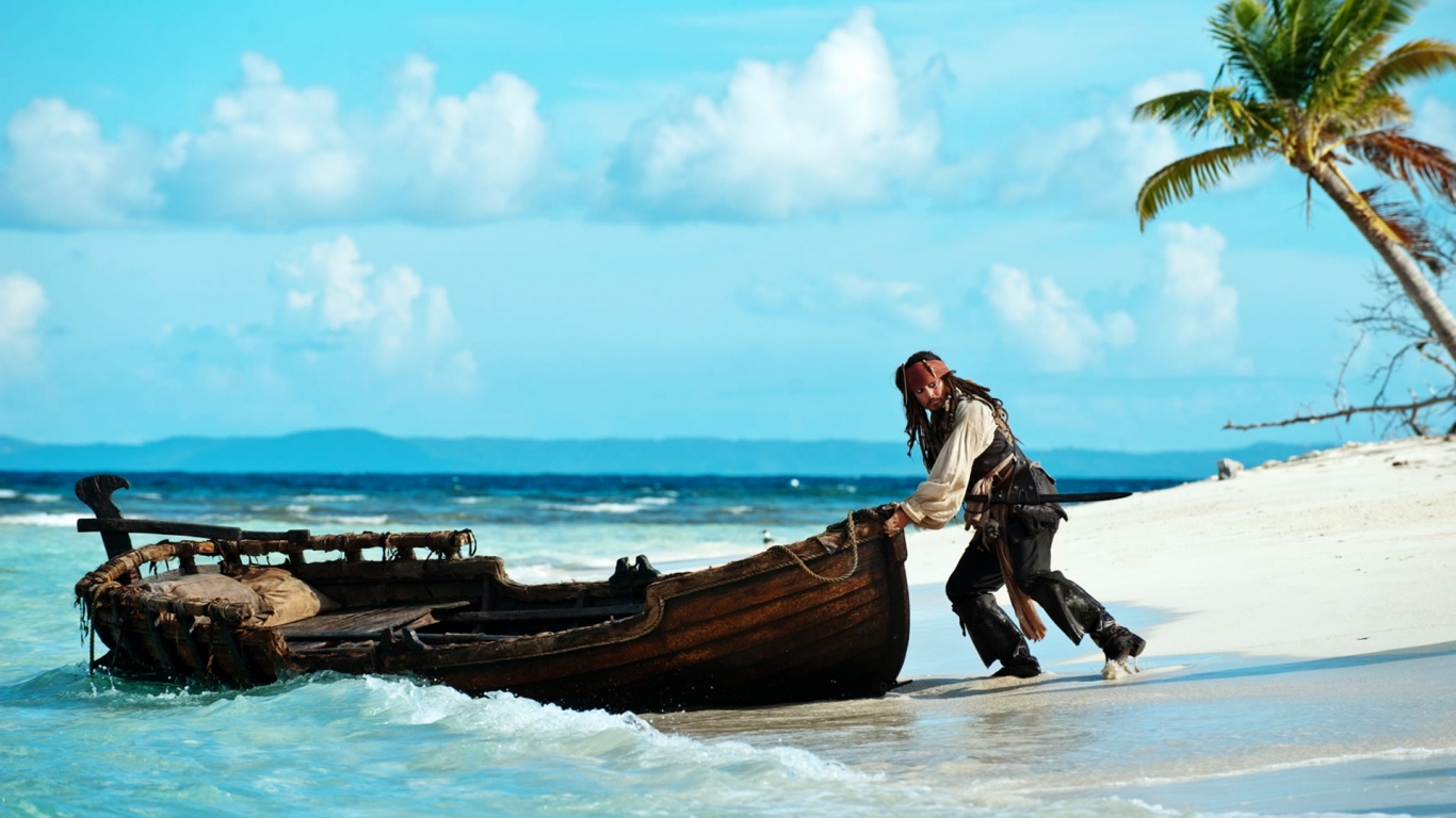 Jack Sparrow Pirates of the Caribbean 4 for 1366 x 768 HDTV resolution
