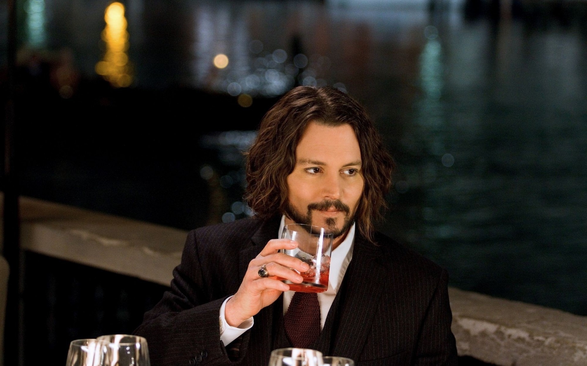 Johnny Depp Drinking for 1920 x 1200 widescreen resolution