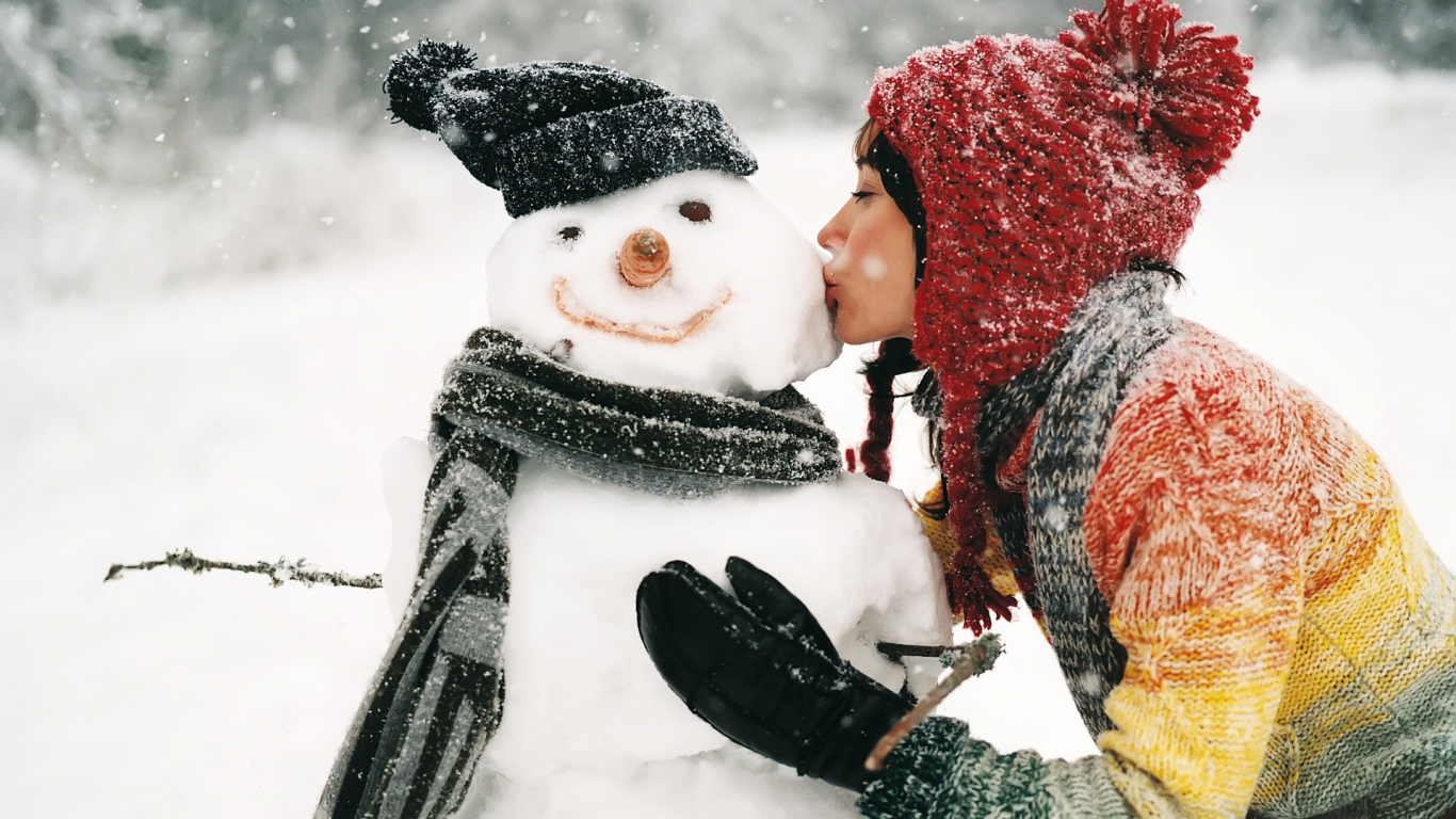 Kissing the Snowman for 1366 x 768 HDTV resolution