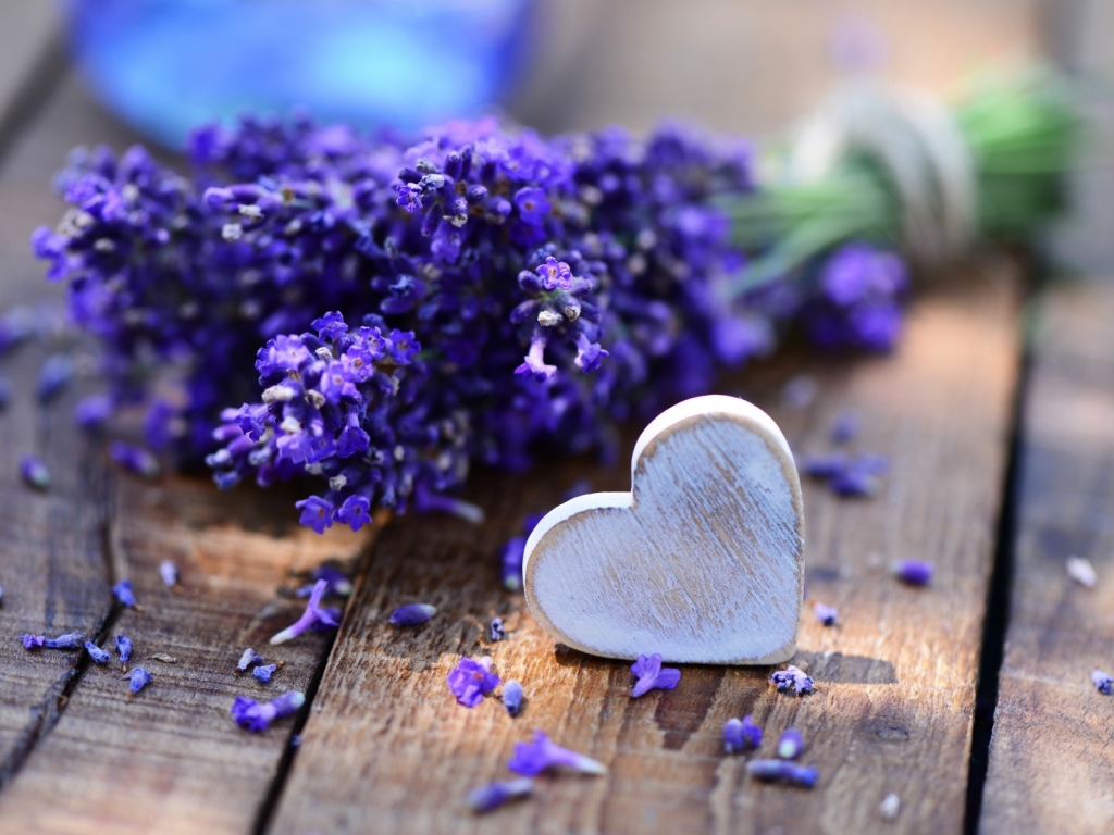 Lavender and Heart for 1024 x 768 resolution