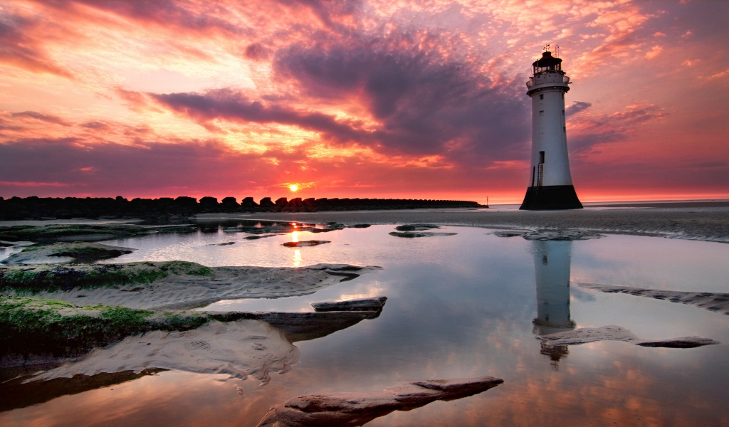 Lighthouse Sunset View for 1024 x 600 widescreen resolution