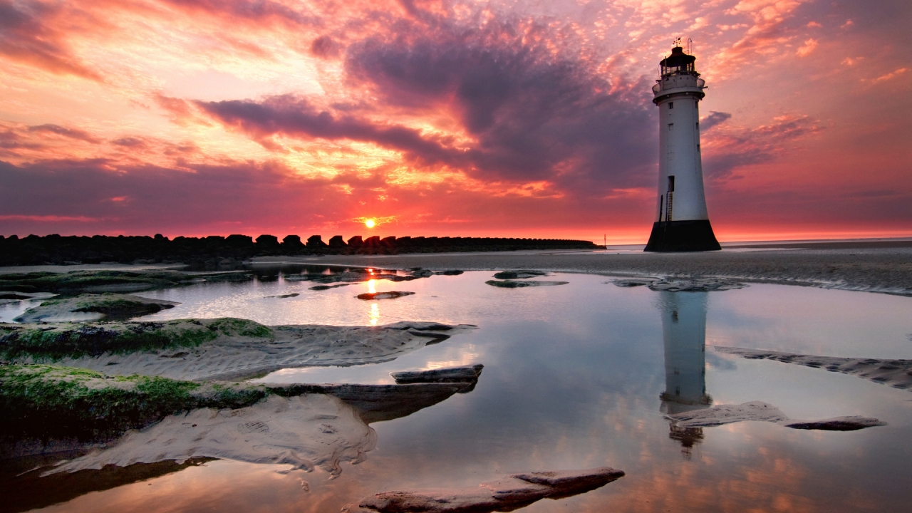 Lighthouse Sunset View for 1280 x 720 HDTV 720p resolution