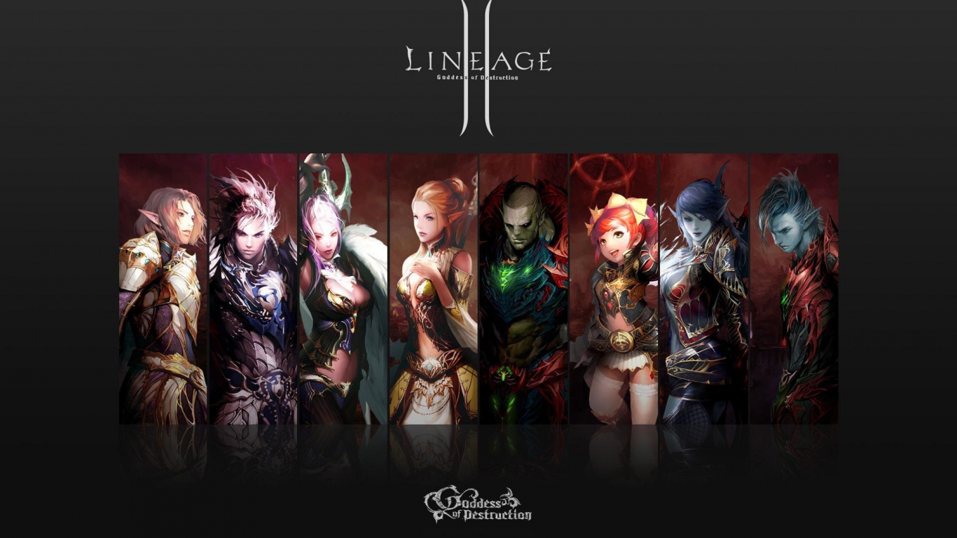 Lineage II Characters for 1366 x 768 HDTV resolution