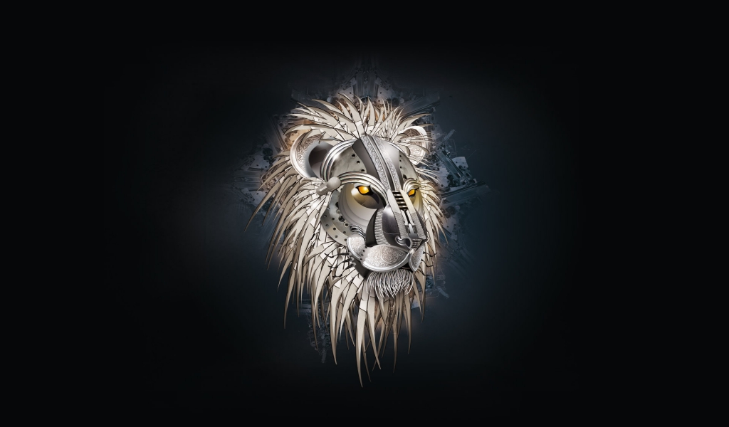 Lion head drawing for 1024 x 600 widescreen resolution