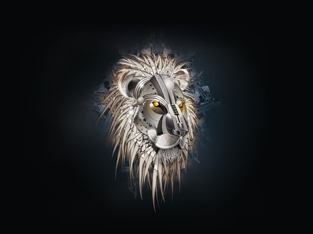 Lion head drawing for 1024 x 768 resolution