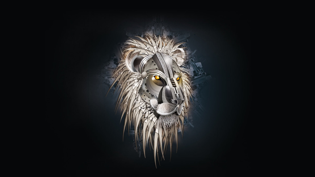 Lion head drawing for 1280 x 720 HDTV 720p resolution