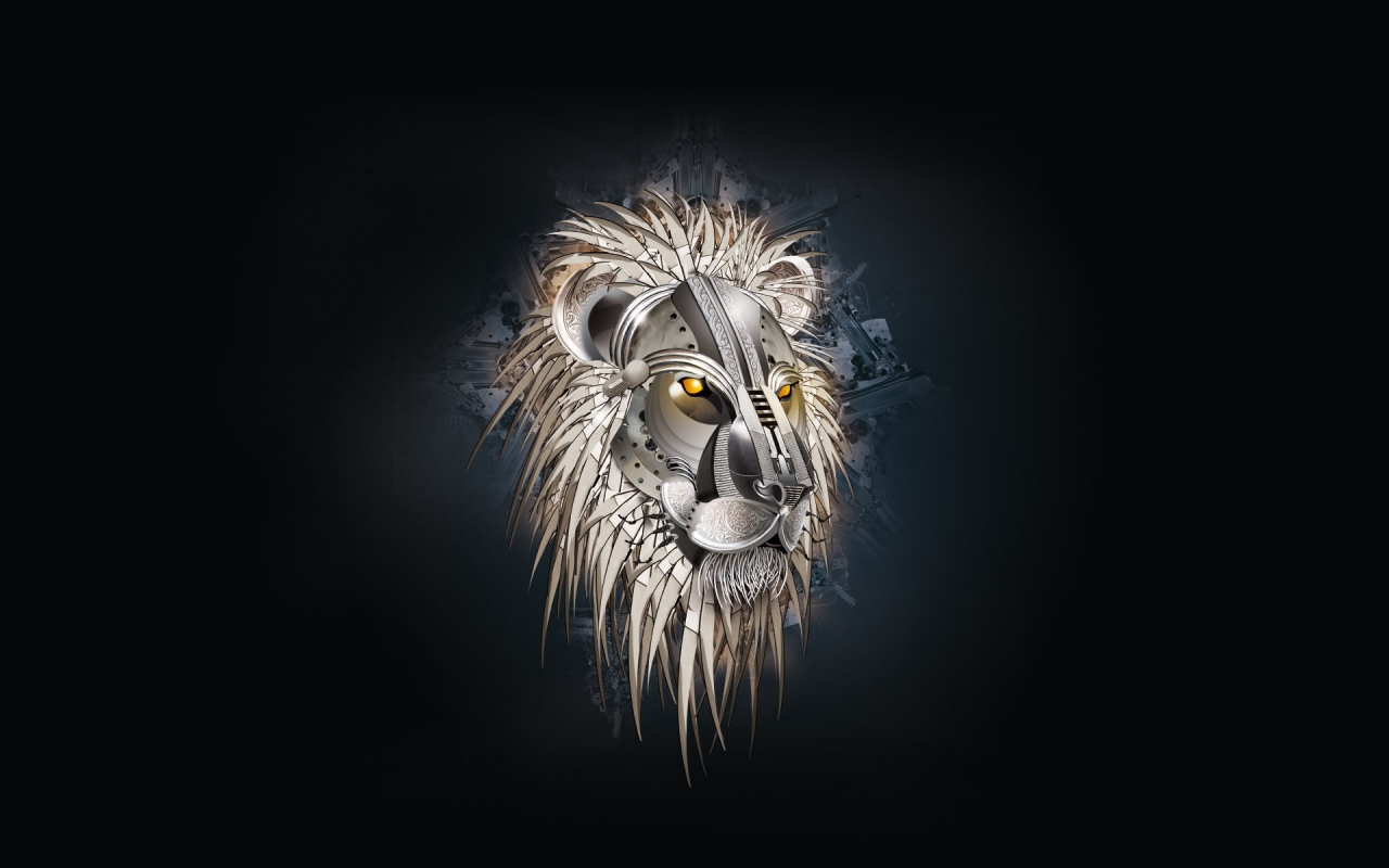 Lion head drawing for 1280 x 800 widescreen resolution
