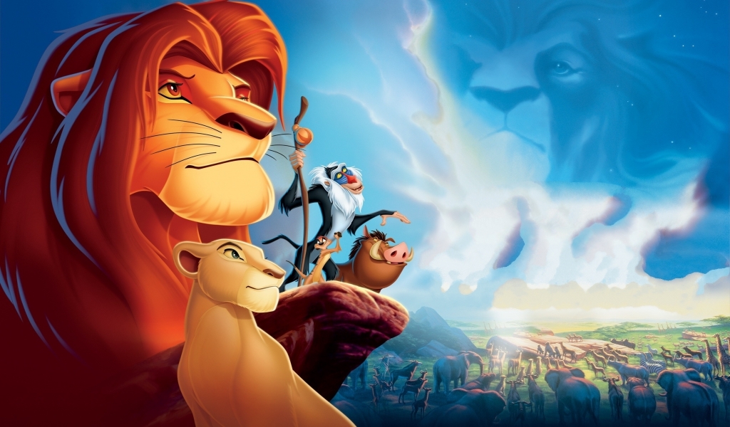 Lion King Simba and Friends for 1024 x 600 widescreen resolution