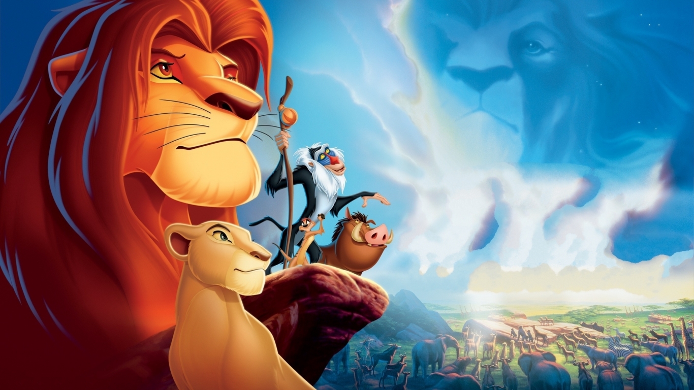 Lion King Simba and Friends for 1366 x 768 HDTV resolution