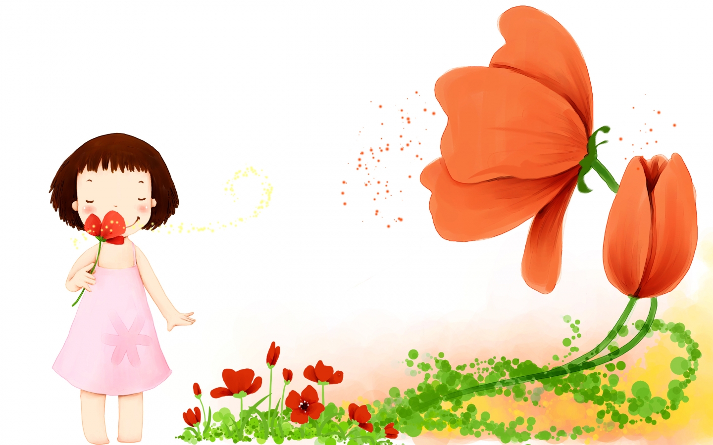 Little Girl with Flowers for 1440 x 900 widescreen resolution